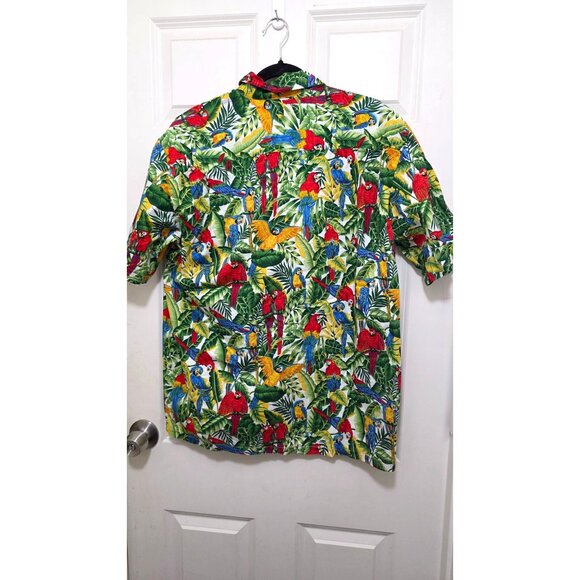 Aloha Republic Tropical Parrot Print Hawaiian Shirt Men's Size L Short Sleeve 10 - Picture 3 of 7